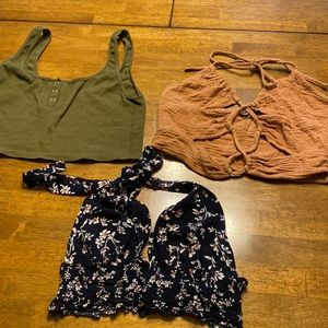 BUNDLE! 3 shirts for price of 1!Green tank top, tan summer top, navy blue floral